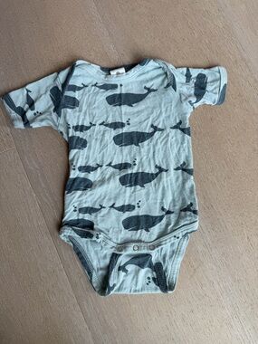 kate quinn Light Blue Bodysuit with Navy Whale Print